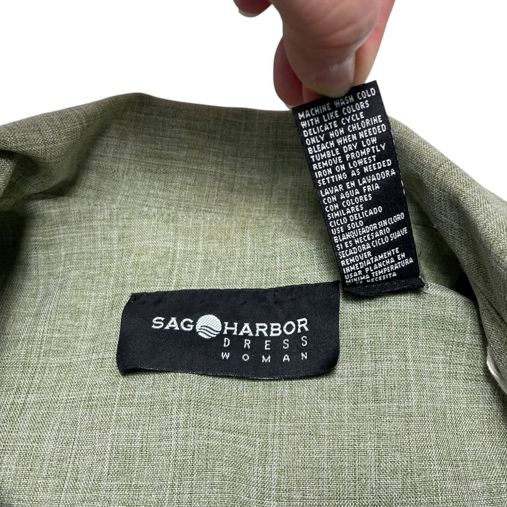 Sag Harbor 14W Green Pant Suit Short Sleeve Blazer Trousers Vintage Officecore - Picture 15 of 16